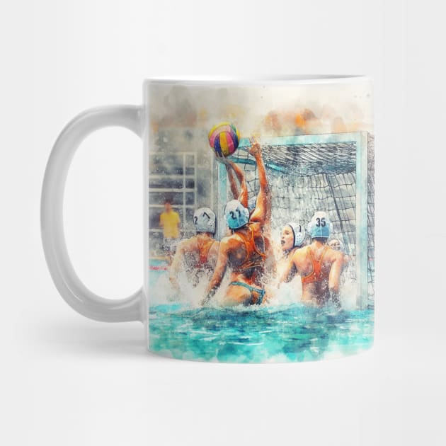Artistic illustration of women playing water polo by WelshDesigns